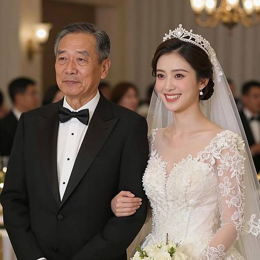 Elegant Wedding Couple in Dim Lighting