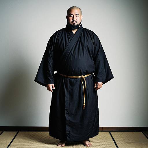Plus Size Man in Black Monk Robe