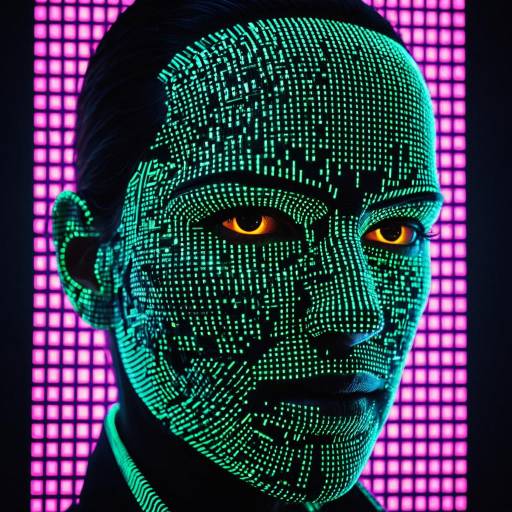 Vibrant Android Visage in Neon Grids