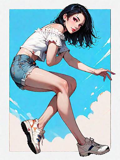 Summer Casual Style: Realistic Comic Girl