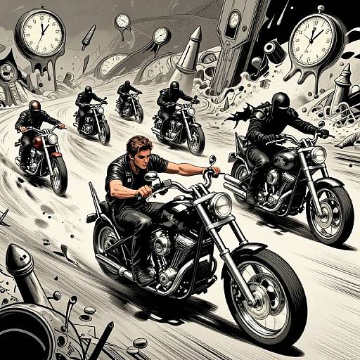 Surreal Motorcycle Chase Artwork