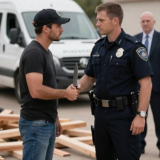 Dramatic Stand-off Between Men in Action