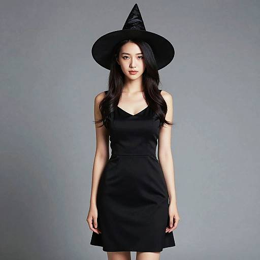 Woman in Witch Black Dress