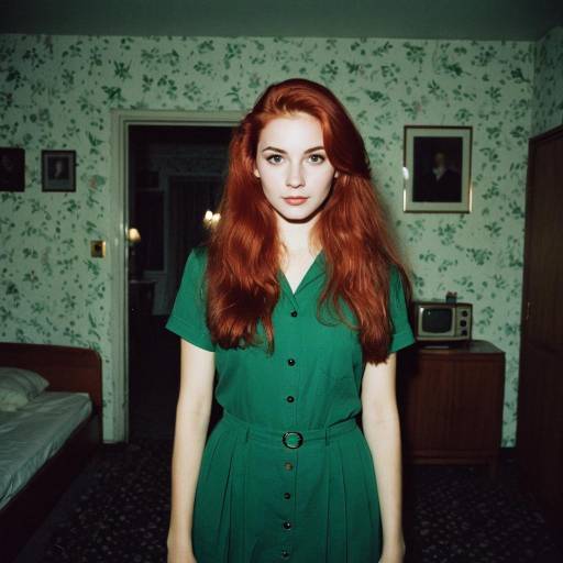 Red-haired Woman in Vintage Soviet Room