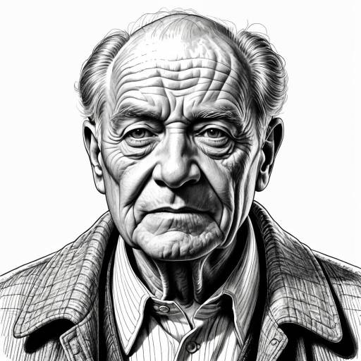 Vintage Engraved Portrait of Elderly Man