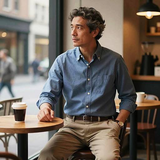 Wavy Mullet Style in City Cafe