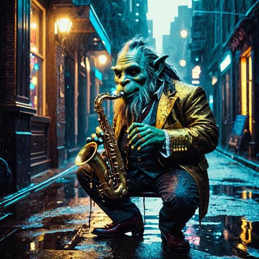 Troll Bard Vibes in a Neon Alley