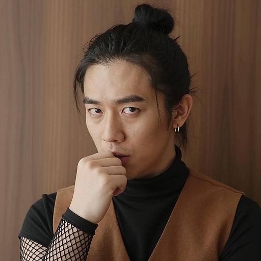 Intense Asian Male Portrait Close-Up