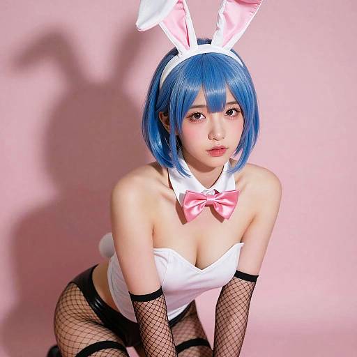 Pink Bunny Girl Close-Up Portrait