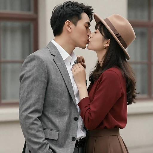 Intimate Kiss in a Blurred Setting