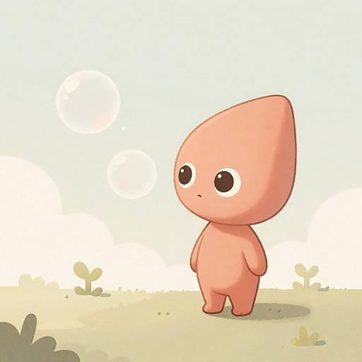 Whimsical Alien Blowing Bubbles