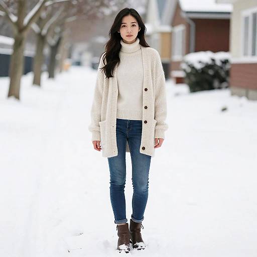 Woman in Cardigan Sweater Winter