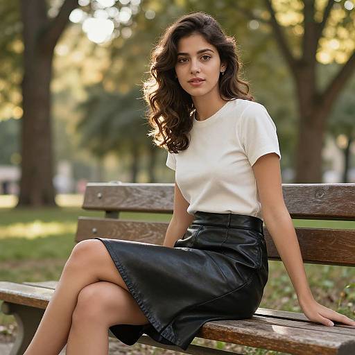 Young Woman in Sunny Park Setting