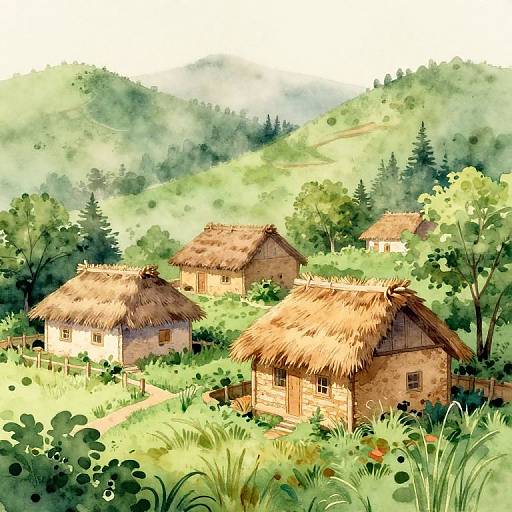Rustic Village Houses in Misty Hills