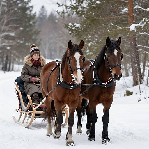 Winter Sleigh Ride with Horses