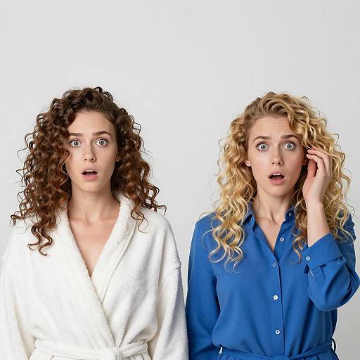 Surprised Women with Curly Hair Portrait