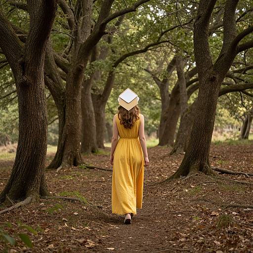 Serene Woman in Sunlit Forest