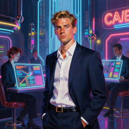 Retro-Futurist Art-Deco Neon Jazz Portraits