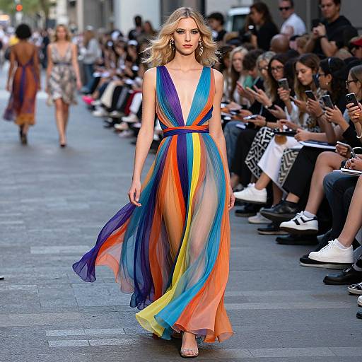 Blonde Model on Vibrant Runway