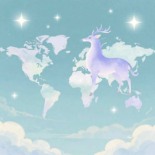 Whimsical Mystical Animals in Clouds