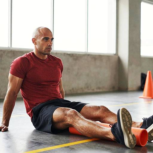 Fit Bald Man Exercising Indoors