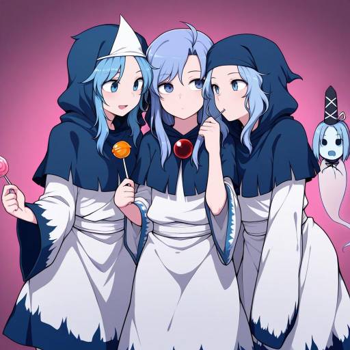 Anime Girls with Candy and Ghosts