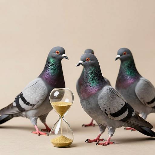 Pigeons with Hourglass and Plumage