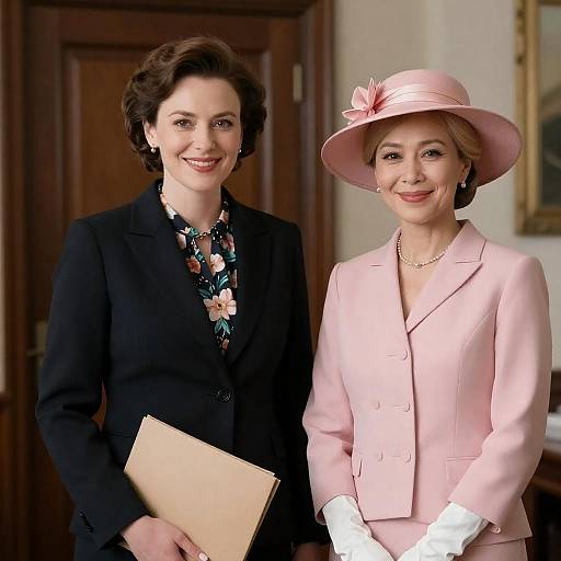 Two Professional Women Smiling Indoors