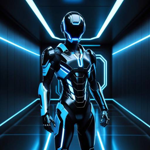 Futuristic Cybernetic Humanoid in Corridor