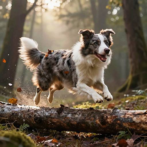 Athletic Border Collie Leaping at Dawn