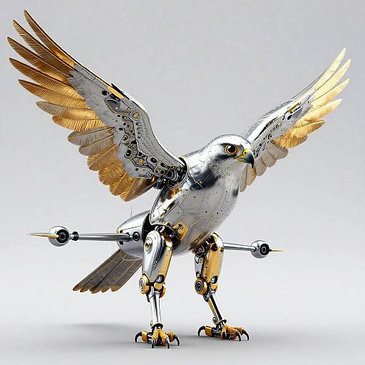 Chrome and Gold Peregrine Falcon Robot Drone