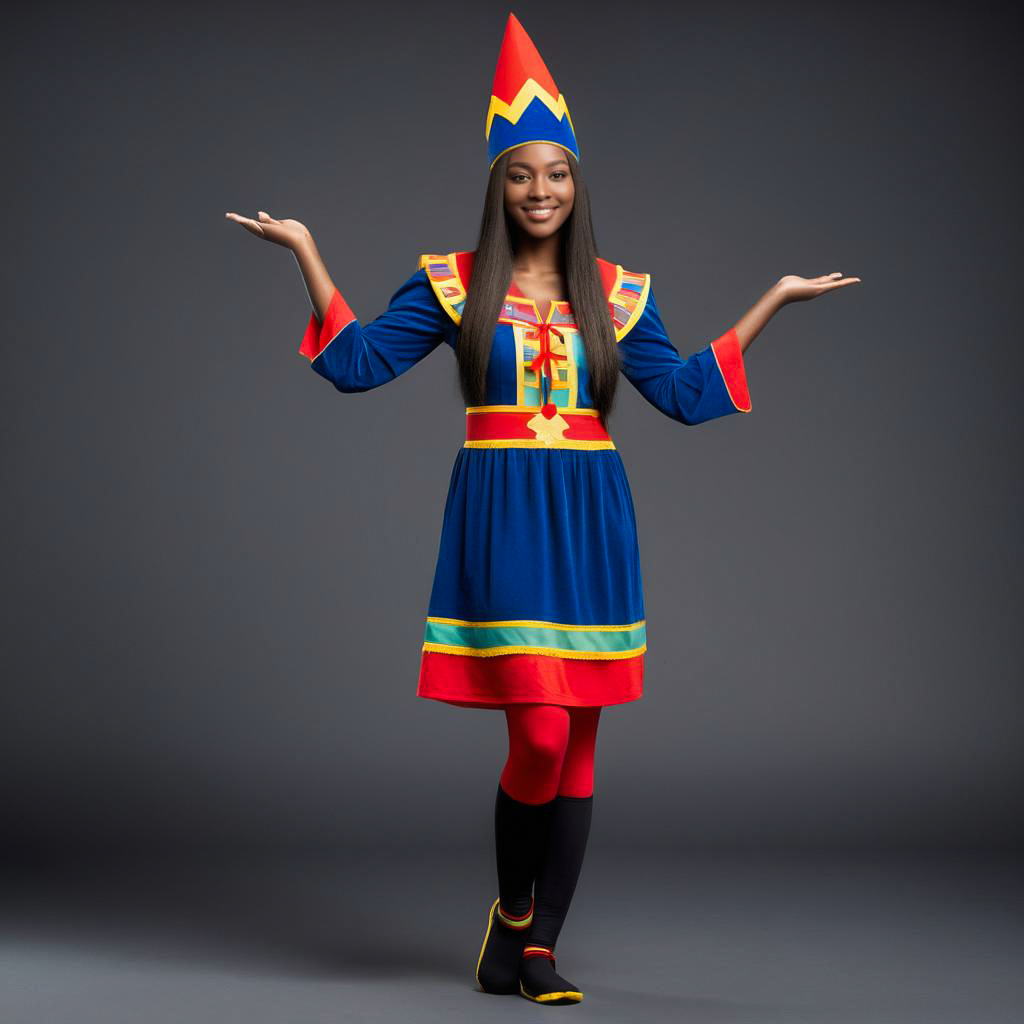 Cheerful Young Woman in Festive Costume