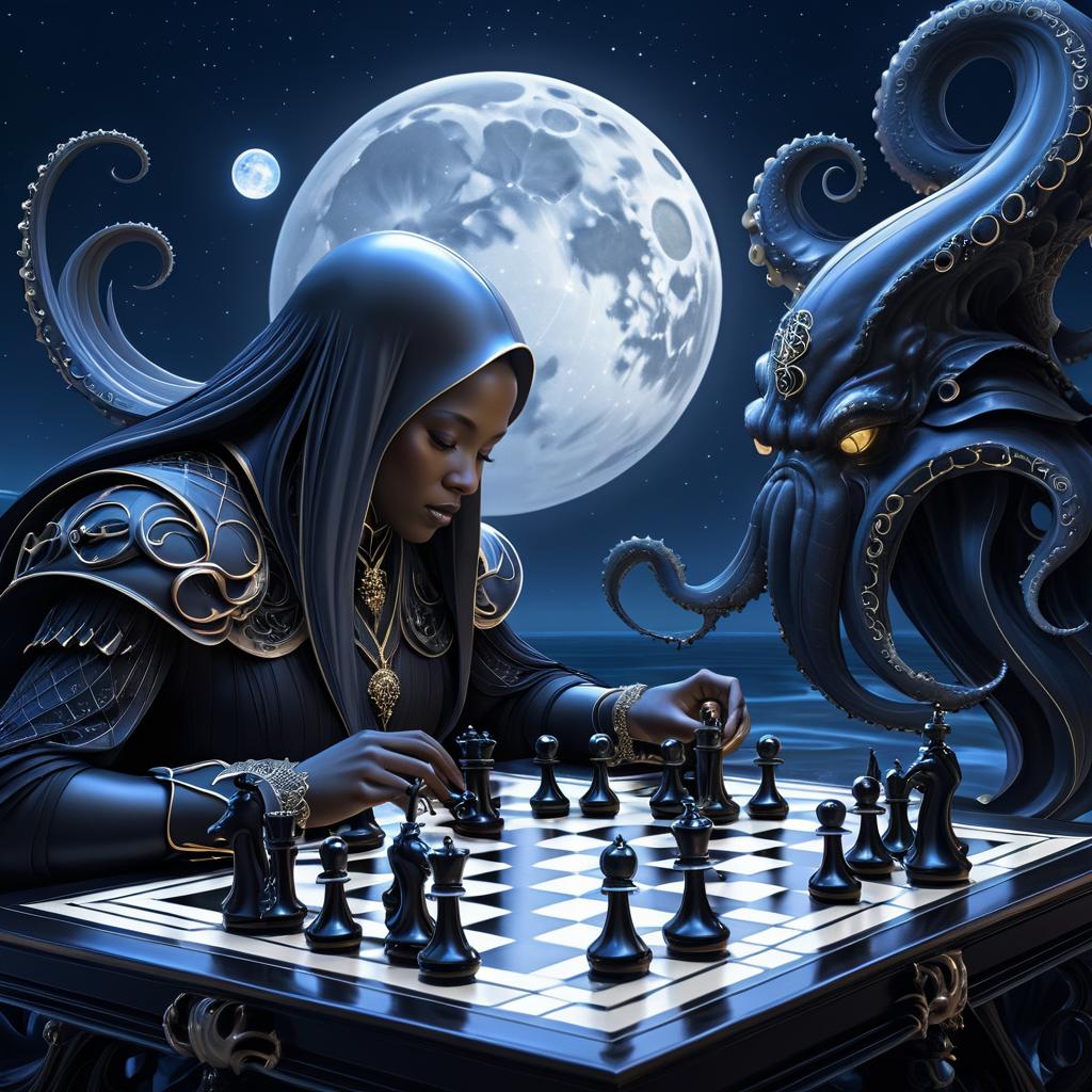 Elegant Octopus Engaged in Chess Match