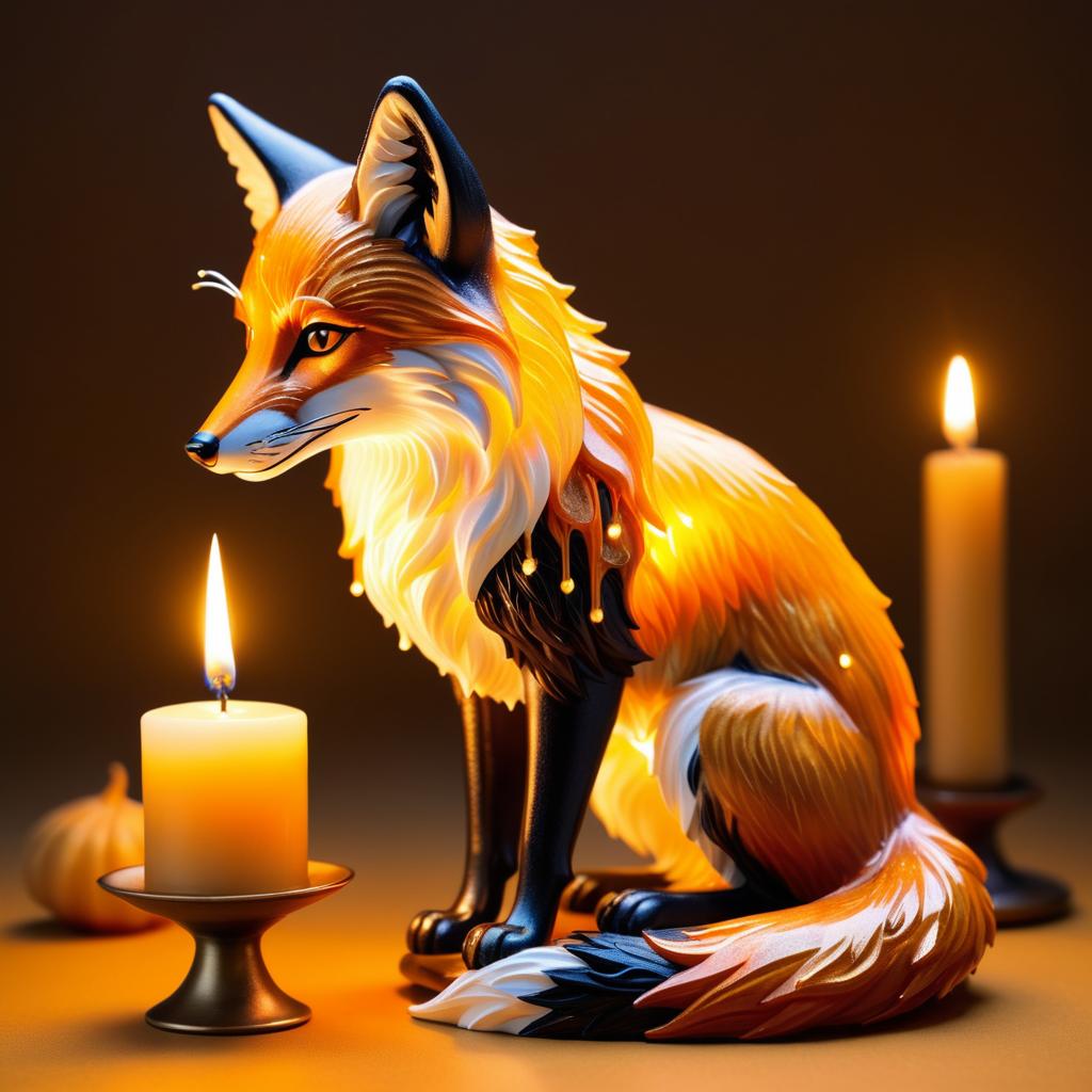 Mystical Fox-Candle Creature Illustration