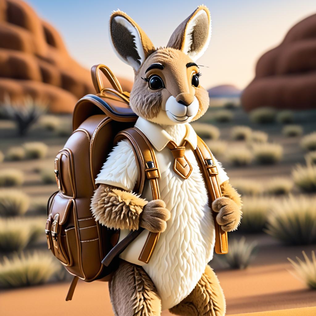 Kangaroo with Backpack - Detailed Fur Features