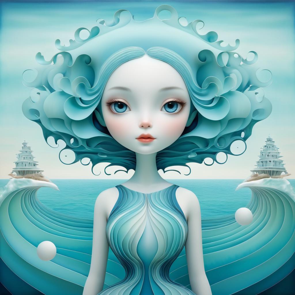 Surreal Abstract Woman in Ocean Art