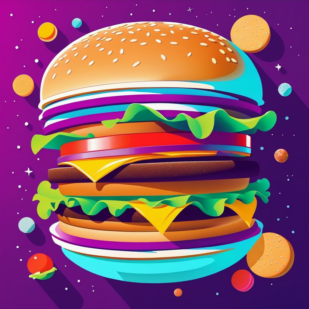 Zero Gravity Burger Illustration Poster