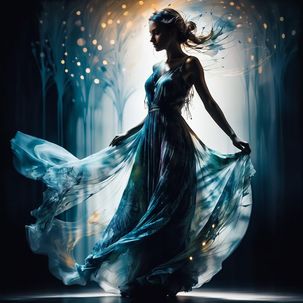 Ethereal Silhouette in Flowing Dress