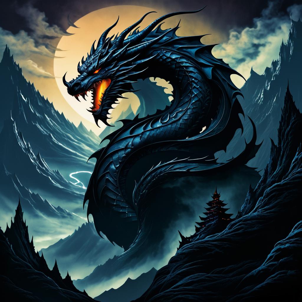 Fierce Dragon Coiling Around Mountain Peak