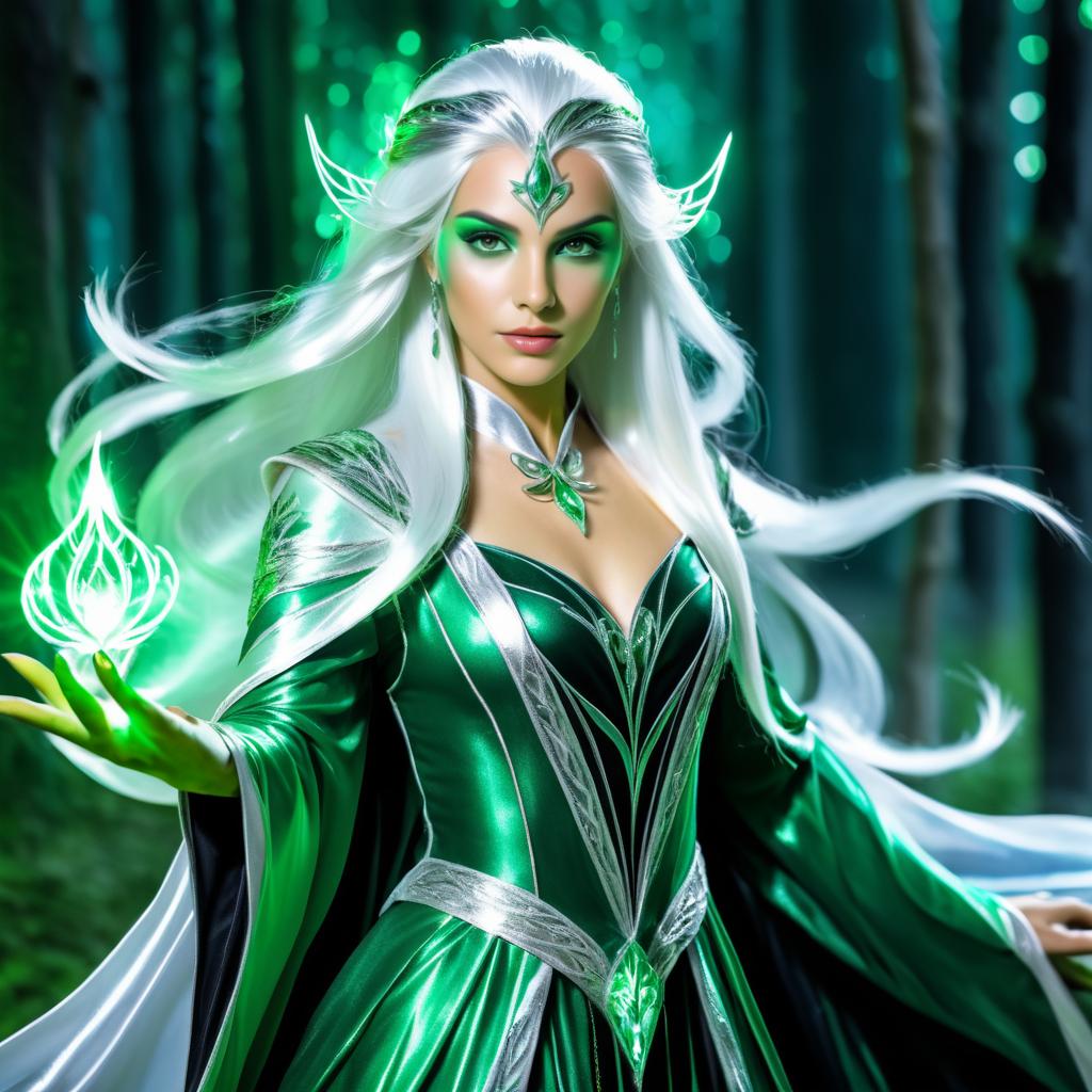 Elegant Elf Sorceress in Enchanted Robe