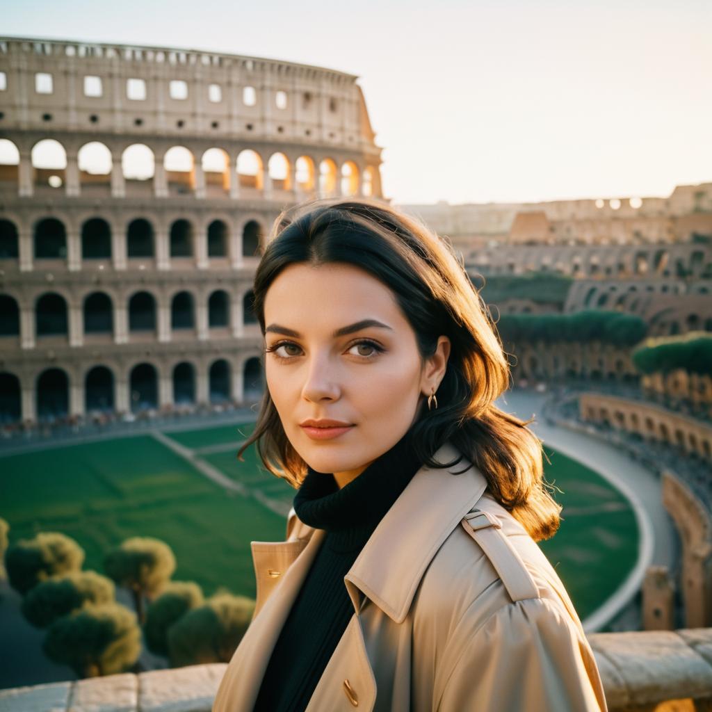 Stylish Italian Woman in Rome Portrait