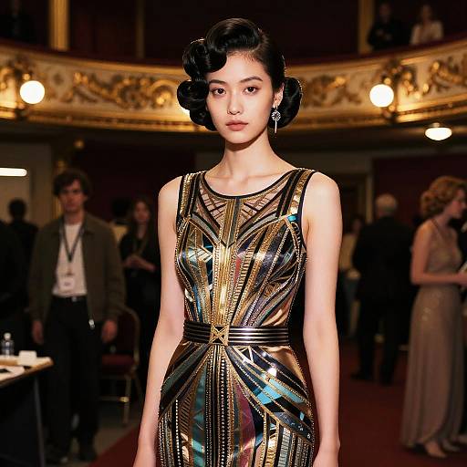 Art Deco Finger Roll Fashion Portrait