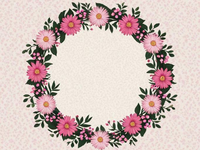 Charming Pink Floral Round Frame Design