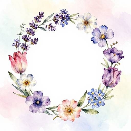 Delicate Watercolor Wildflower Wreath