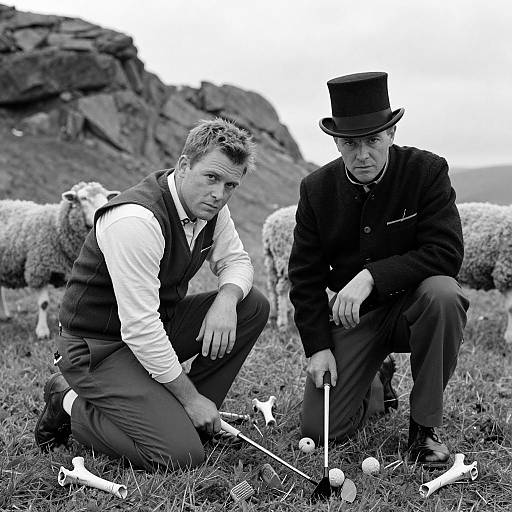 Dramatic Golf Scene in Black and White
