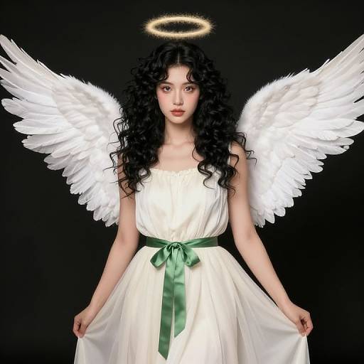 Female Angel with Black Curly Hair