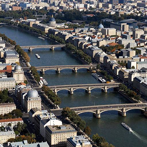 Aerial View of Urban City with Bridges