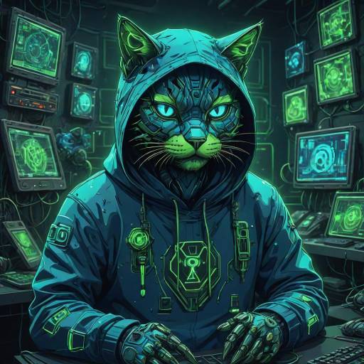 Whimsical Robotic Cat in Hacker Aesthetic Whimsical Robotic Cat in Hacker Aesthetic