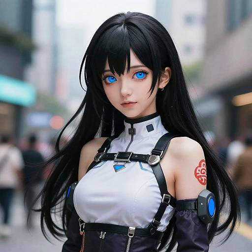 Futuristic Anime Woman with Tattoo