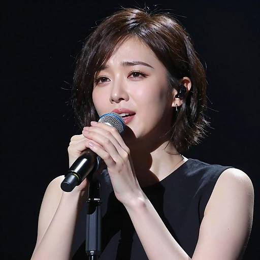 Focused Singer in Black Background